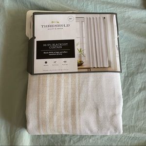 White with Beige Blackout Curtain